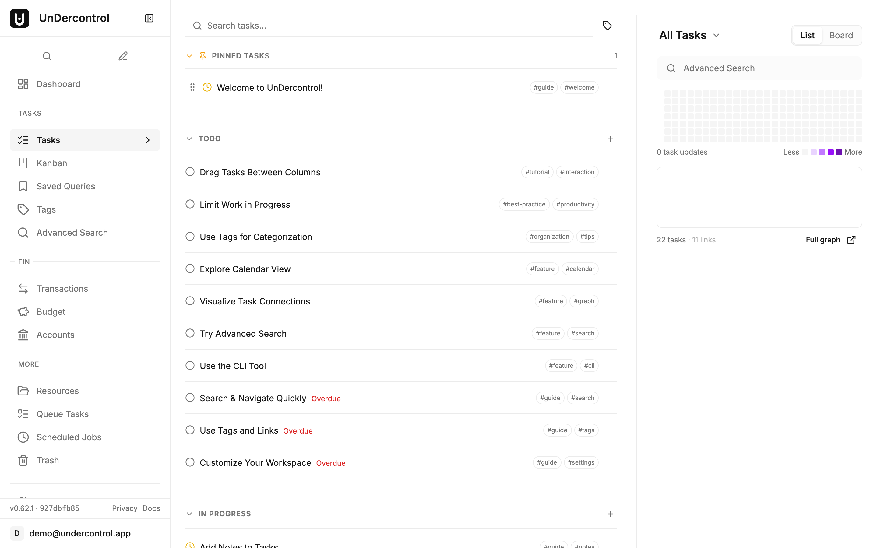 Task list — AI can create and manage tasks from text or voice input