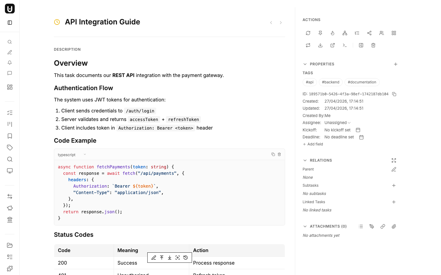 Task with syntax-highlighted TypeScript code block