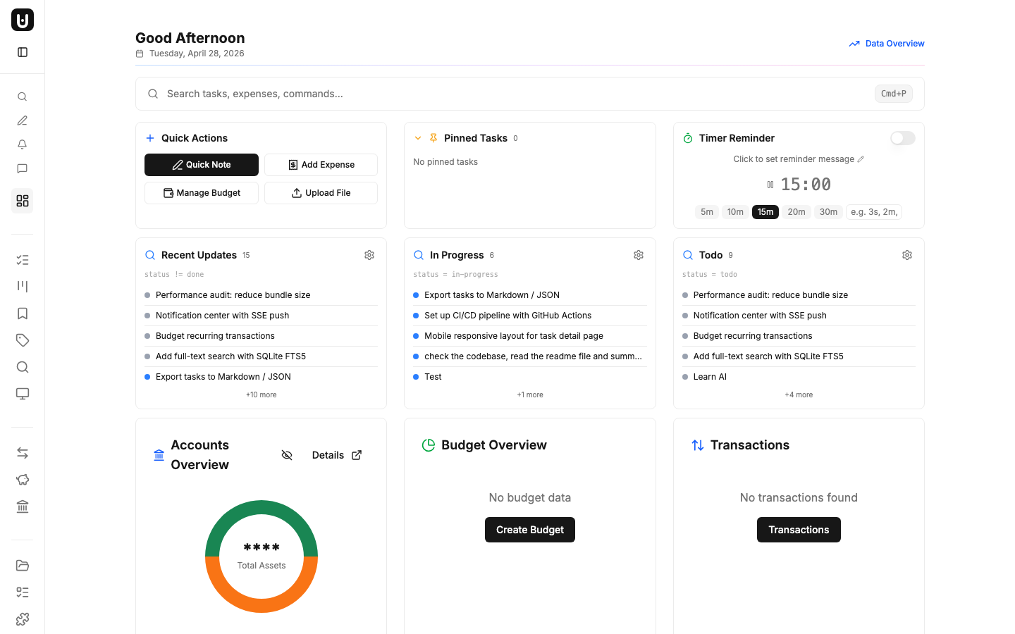 UnDercontrol web app dashboard